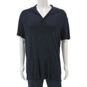 Armani Collezioni Mens Collared Viscose Blue T-Shirt Short Sleeve Size 2XL